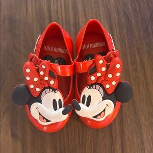 Mini Melissa Red Dress Shoes with Minnie Mouse Bow